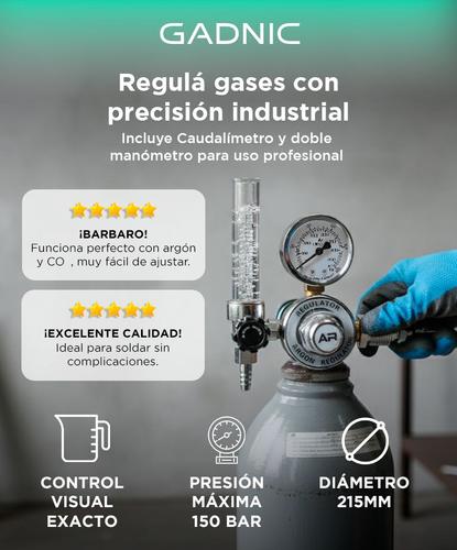 Válvula de Control con Caudalímetro Gadnic Reguladora Para Atal y Argón - 1