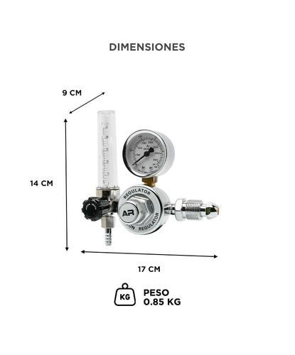 Válvula de Control con Caudalímetro Gadnic Reguladora Para Atal y Argón - 5