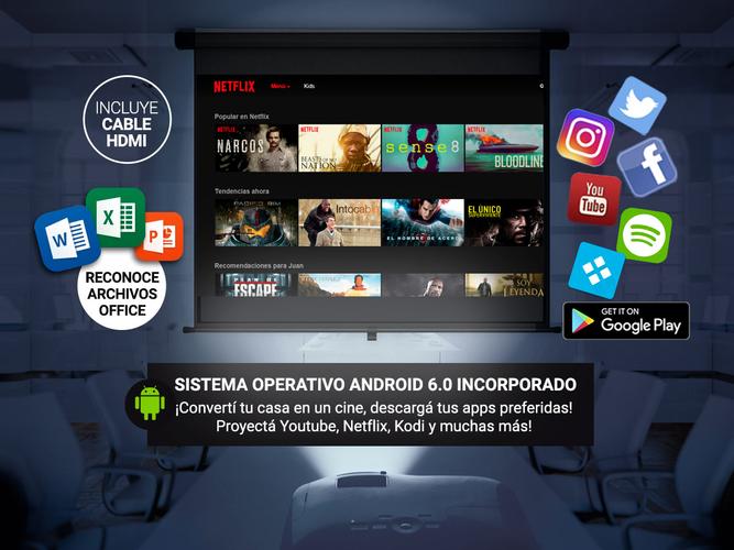 Proyector Gadnic Highlight 4000 Lúmenes Android WiFi Bluetooth Sinto TV - 5