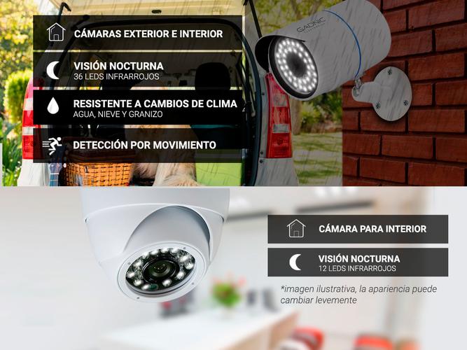 Kit 4 Cámaras de Seguridad Interior/Exterior + 4 Domos De Interior FULL HD 1080 Visión Nocturna - 4