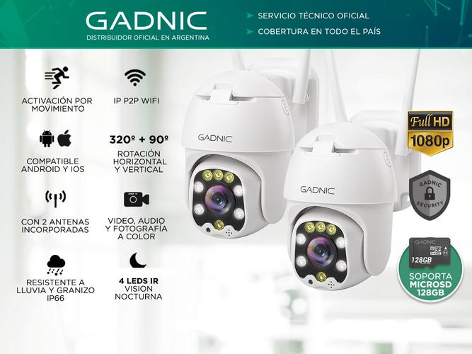 Camaras De Seguridad Gadnic DM300W x2 IP WIFI Para Exteriores 1080P Visión Nocturna - 1