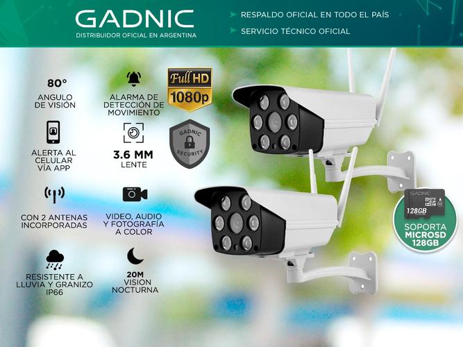 Camaras De Seguridad Gadnic CM200W x2 IP WIFI Exteriores HD 1080P - 1