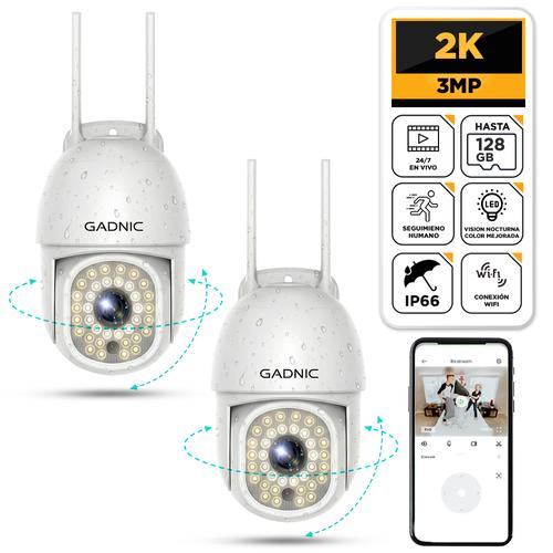 Kit x2 Cámaras de Seguridad Gadnic DM200W-Pro Exterior Domo Full HD Visión Nocturna Color 36 Leds - 0