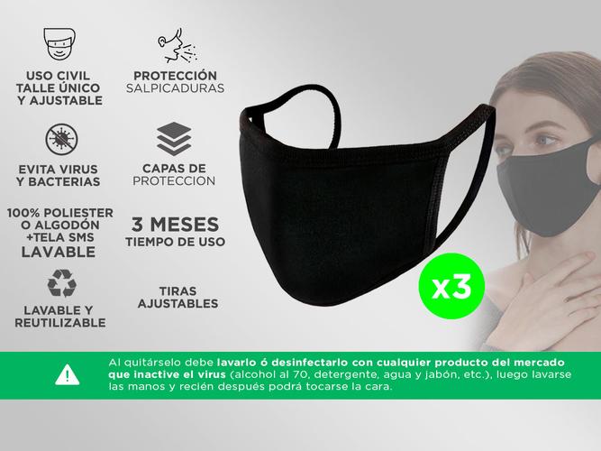 Barbijo de Tela Lavable x 3u - 1