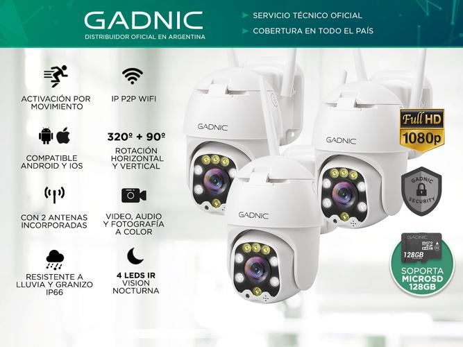 Camaras De Seguridad Gadnic DM300W x3 IP WIFI Para Exteriores 1080P Visión Nocturna - 1