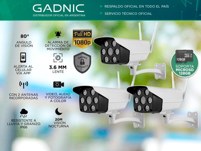 Camaras De Seguridad Gadnic CM200W x3 IP WIFI Exteriores HD 1080P - 1