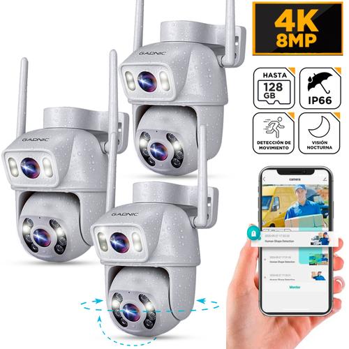 Kit 3 Cámaras De Seguridad Gadnic Doble Lente 4k - 0