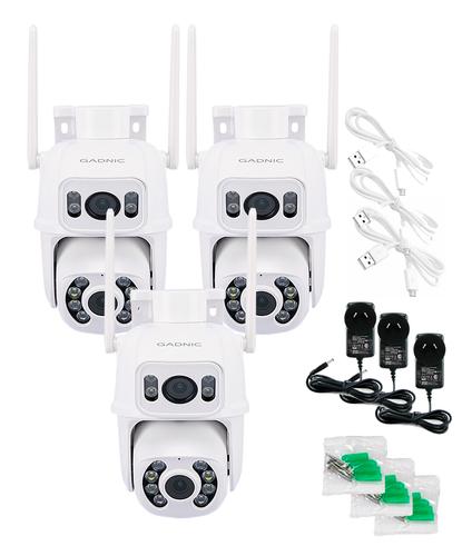 Kit 3 Cámaras De Seguridad Gadnic Doble Lente 4k - 5