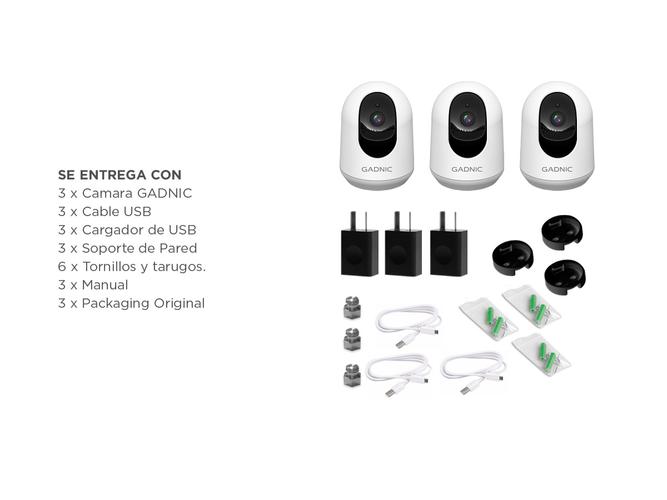 Kit x3 Cámaras de Seguridad Gadnic IP Motorizada 3MP Full HD Visión Nocturna - 6