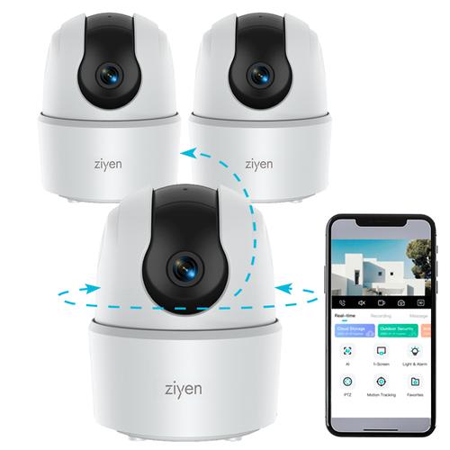 Kit De Tres Cámaras De Seguridad Interior Ziyen Wifi Vision Nocturna 2mp - 0