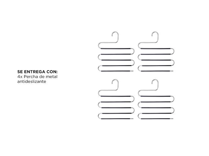 Kit x 4 Perchas Para 5 Pantalones Gadnic Metal Antideslizante - 4