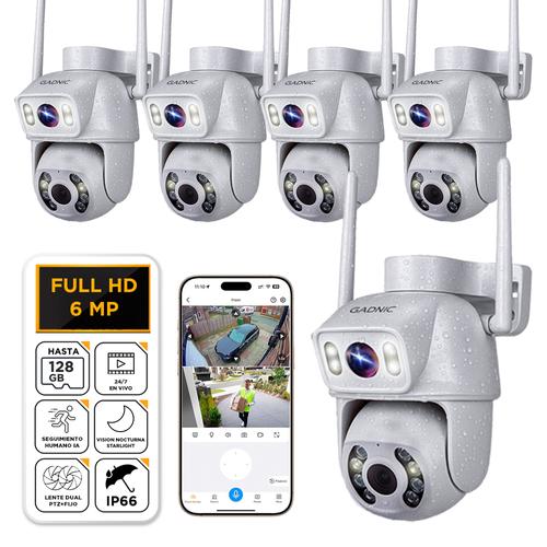 Kit x5 Cámaras de Seguridad Gadnic Doble Lente 6MP FHD Resistente Al Agua - 0
