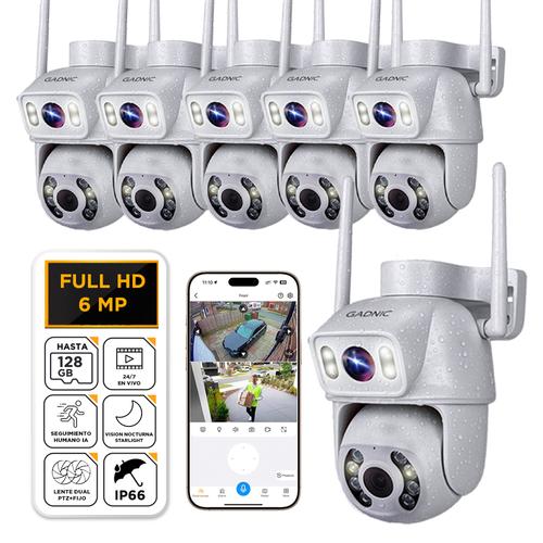 Kit x6 Cámaras de Seguridad Gadnic Doble Lente 6MP FHD Resistente Al Agua - 0