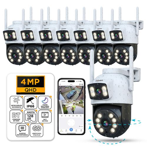 Kit X 8 Cámaras de Seguridad Ziyen ZX57 Lente Dual 4MP Domo Exterior WiFi Control Por App - 0