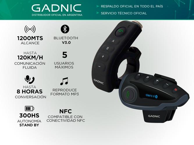 Intercomunicador Moto Gadnic G-800 Manos Libres Bluetooth 1200mts Hasta 120kmh - 1