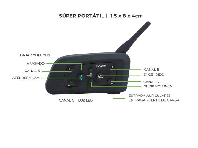  Intercomunicador Bluetooth Gadnic G-600 para Casco - 4