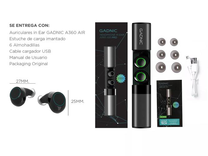 Auricular In Ear Gadnic A360 AIR PRO 2 en 1 Power Bank  - 6