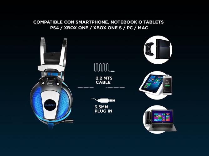 Auricular Gamer Gadnic A900 NEON PS4 Xbox Gaming PC  - 2