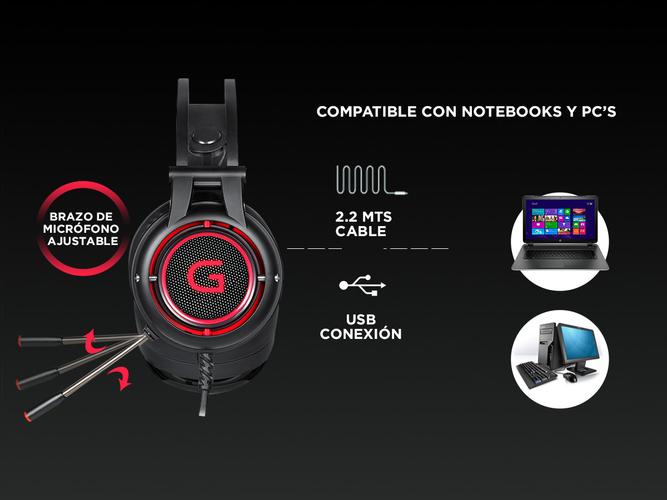 Auriculares Gamer Gadnic A800 Play Sonido 7.1 Usb Gaming PC - 2