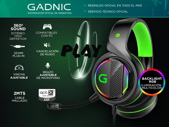  Auriculares Gamer Gadnic A750 Play RGB Gaming PC - 1
