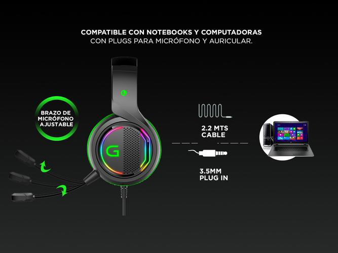  Auriculares Gamer Gadnic A750 Play RGB Gaming PC - 2