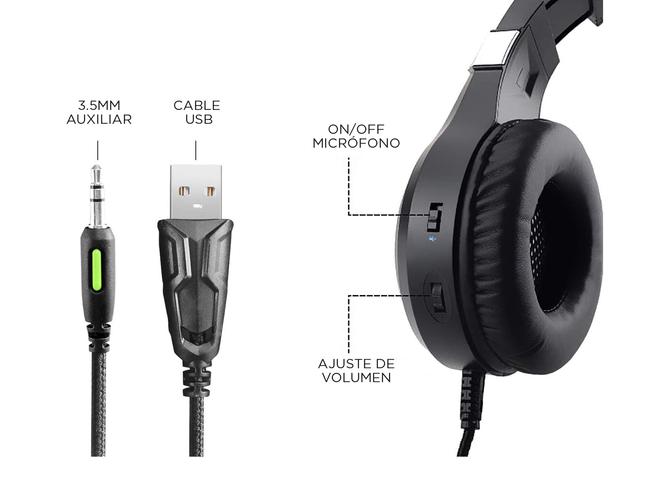 Auriculares Gamer Alpha A9000 Play Microfono Luz RGB Cancelacion Sonido   - 5