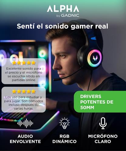 Auriculares Gamer Alpha A9000 Play Microfono Luz RGB Cancelacion Sonido   Usado - 1