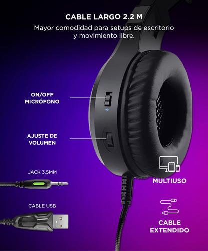 Auriculares Gamer Alpha A9000 Play Microfono Luz RGB Cancelacion Sonido   Usado - 4