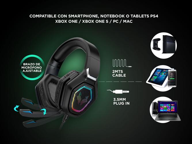 Auriculares Gamer Alpha A8800 Play Microfono Luz RGB Cancelacion Sonido   Usado - 2