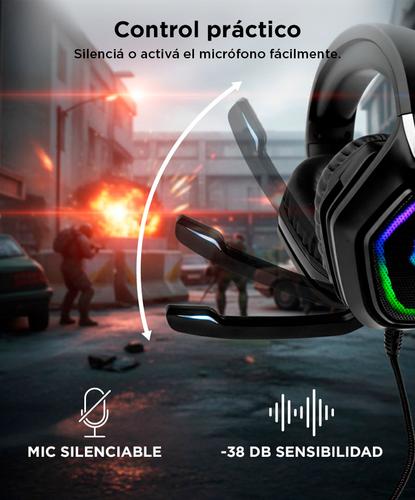 Auriculares Gamer Alpha A8800 Play Microfono Luz RGB Cancelacion Sonido   - 2