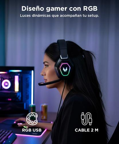 Auriculares Gamer Alpha A8800 Play Microfono Luz RGB Cancelacion Sonido   - 3