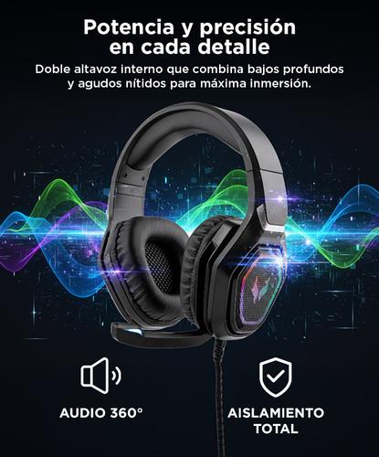 Auriculares Gamer Alpha A8800 Play Microfono Luz RGB Cancelacion Sonido   - 4