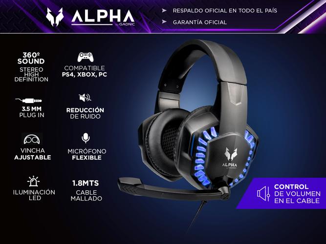 Auriculares Gamer Gadnic A2000 LED Compatible Pc Play Consolas - 1