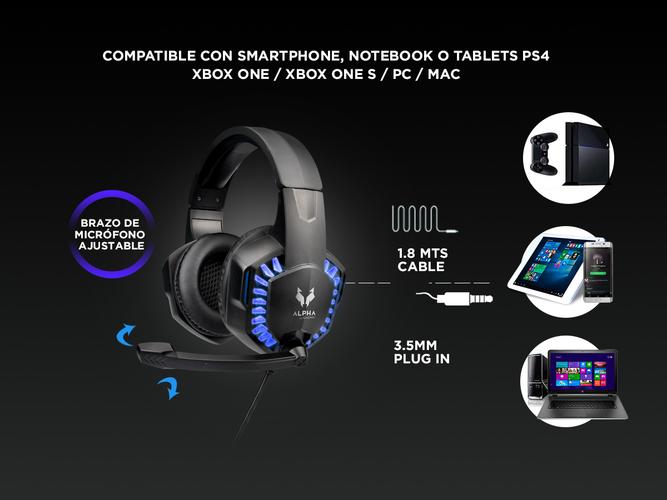 Auriculares Gamer Gadnic A2000 LED Compatible Pc Play Consolas - 2