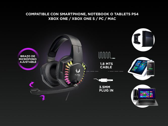  Auricular Gamer Gadnic A3000 RGB Compatible Pc Play Consolas - 2