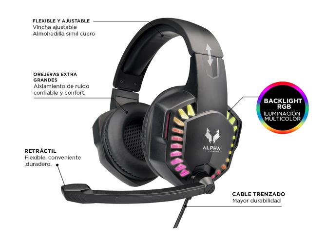  Auricular Gamer Gadnic A3000 RGB Compatible Pc Play Consolas - 4
