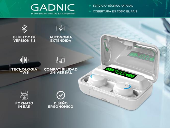 Auriculares Inalámbricos Bluetooth Gadnic In Ear Blanco  - 1
