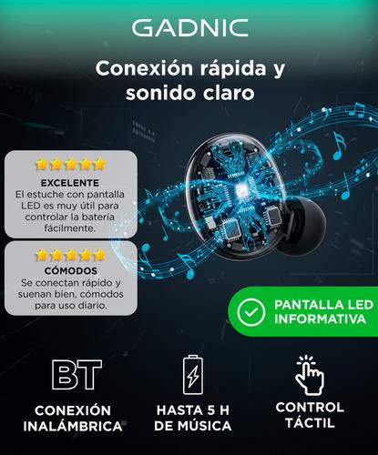 Auriculares Bluetooth Gadnic Led Manos Libres Inalambricos Outlet - 1