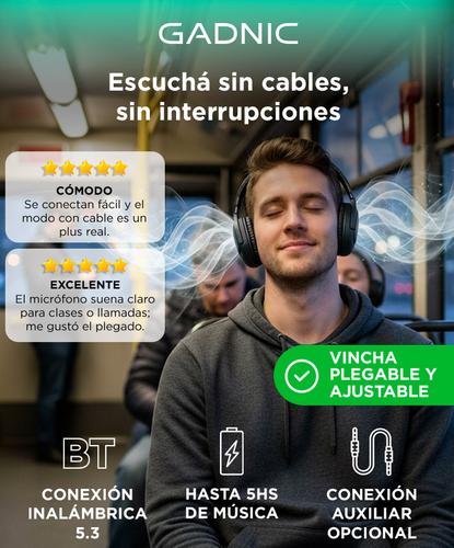 Auriculares Inalámbricos Vincha Gadnic AU73 Sonido Música Outlet - 1