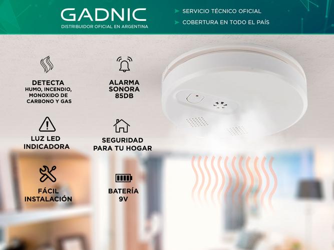 Detector de Humo Incendio Monoxido Gadnic Con Alarma  - 1