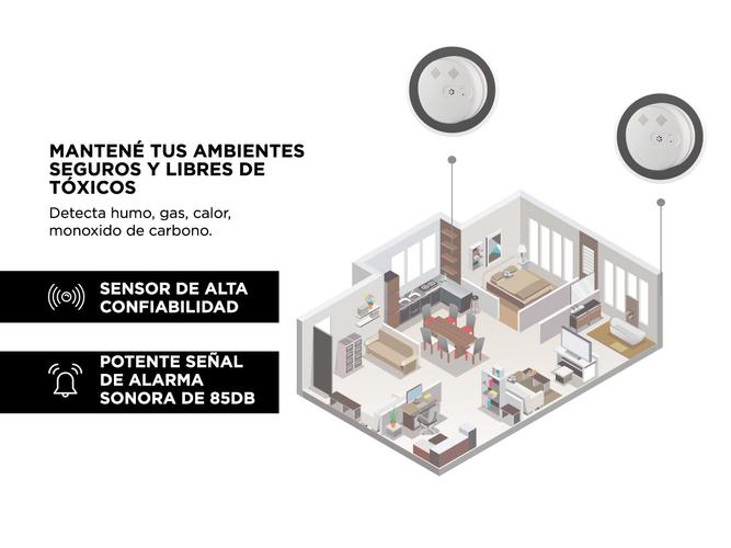Detector de Humo Incendio Monoxido Gadnic Con Alarma  - 2