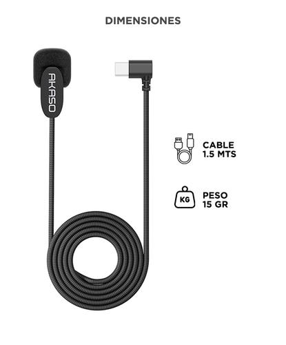 Micrófono Externo Akaso USB-C Cámara Acción Adaptador Micro USB - 4