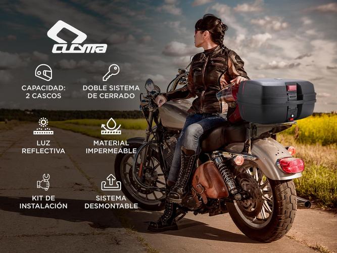 Baúl Para Moto 45 Litros Cucyma JDR698 Para 2 Cascos Base Metálica - 1