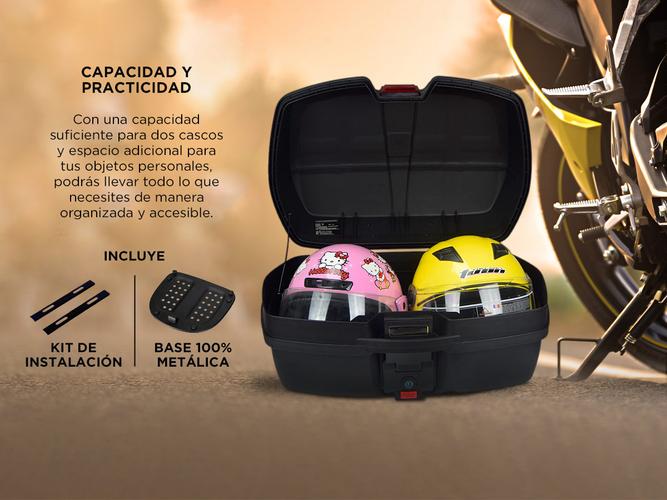Baúl Para Moto 45 Litros Cucyma JDR698 Para 2 Cascos Base Metálica - 2