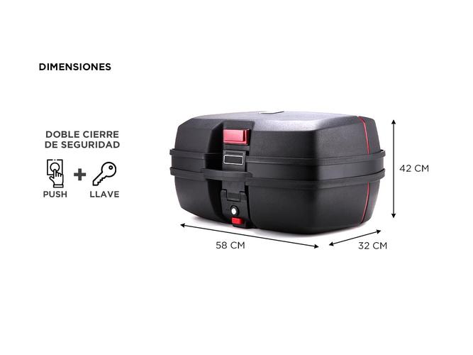 Baúl Para Moto 45 Litros Cucyma JDR698 Para 2 Cascos Base Metálica - 4