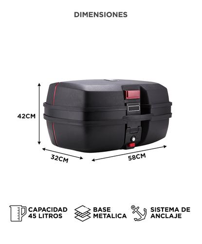 Baúl Para Moto 45 Litros Cucyma JDR698 Para 2 Cascos Base Metálica - 5