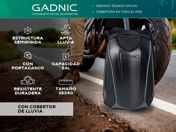 Mochila Para Moto Semi Rígida Portacasco Gadnic MBP48-ST Con Cobertor Lluvia - 1