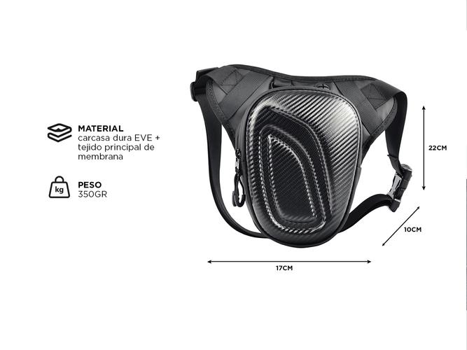 Muslera Cucyma CB-2201 Semi Rígida Riñonera Táctica Para Moto Expansible - 3