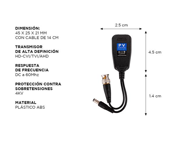 Trasmisor Balun pasivo de vídeo de alimentación Gadnic Datos Audio - 3