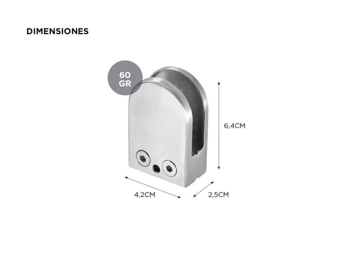 Clip Pinza Para Vidrio Gadnic Acero Inoxidable 10mm - 3